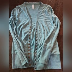 Ash mint snap-button cardigan